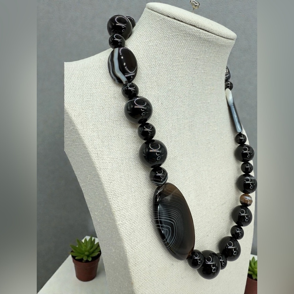 Jay King Mine Finds South African Lace Agate Sterling Silver Necklace 109g 18-20 - Picture 3 of 17